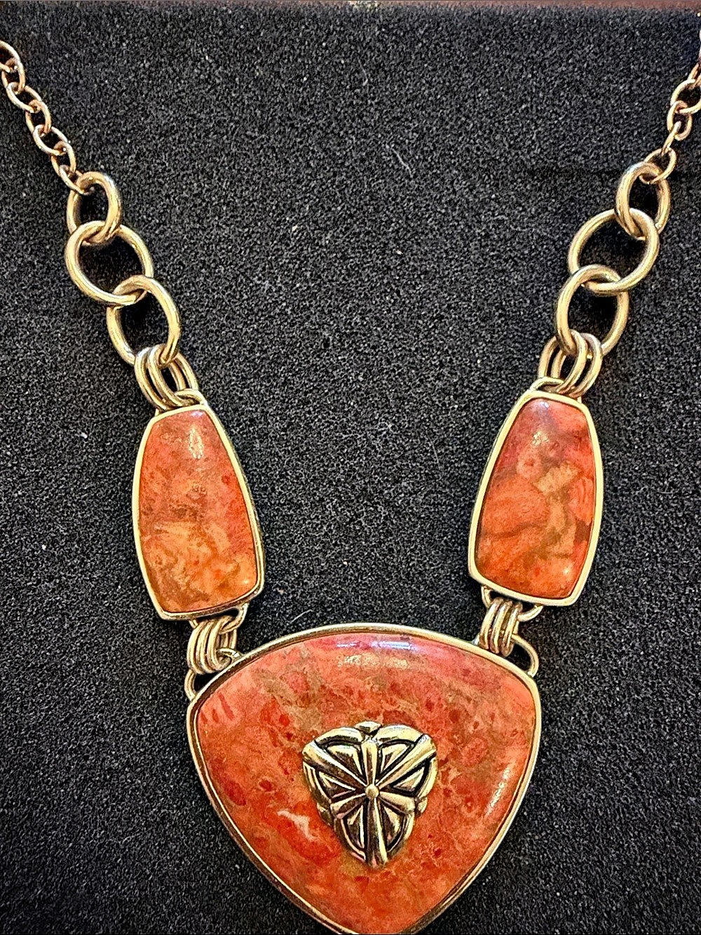 Studio Barse Orange Stone Statement Necklace